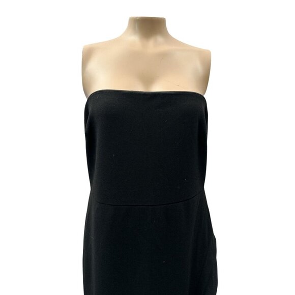 Lulus Womens Maxi Dress High Split Ruffle Side Back Zipper Strapless Black L - Picture 13 of 13